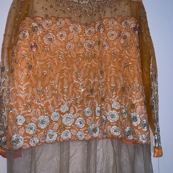 Orange, Tan and Gold Indian Outfit - Picture 2 of 4